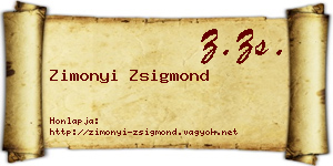 Zimonyi Zsigmond névjegykártya